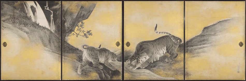 香川県・金刀比羅宮にある「表書院」に描かれた「遊虎図」 円山応挙筆 天明7（1787）年 (東面)